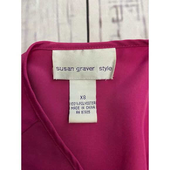 Susan Graver Style Sleeveless Blouse Womens XS V Neck Pink Cami Tank Shell - Picture 5 of 10
